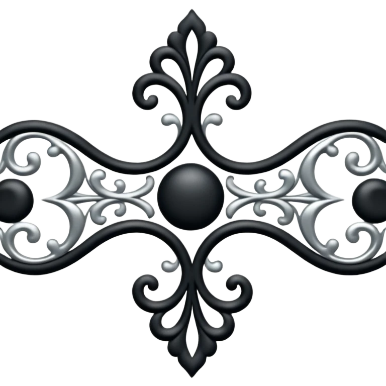 Black and silver filigree page divider, 3D, extremely detailed design emoji