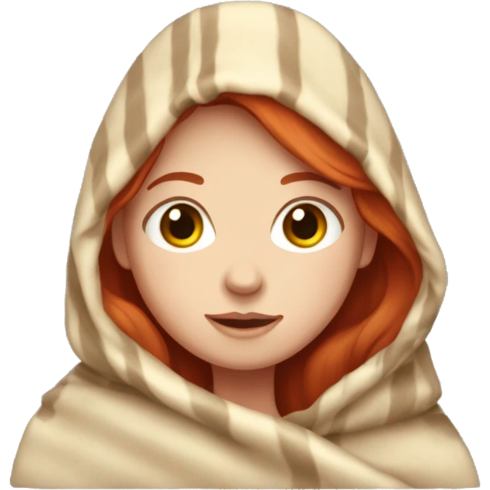 Fair skin red head girl in blanket  emoji