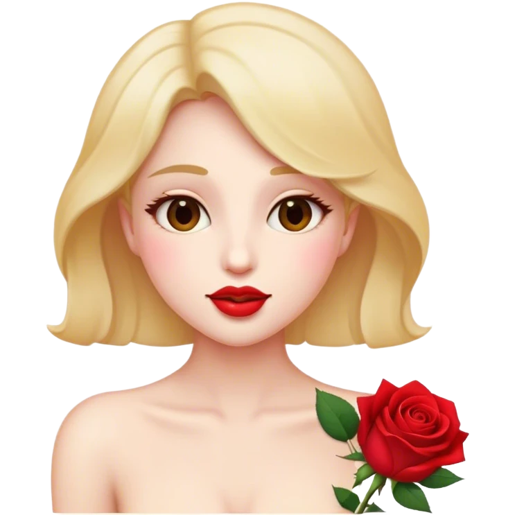 Cinematic Elegant Aurora Portrait Emoji, Delicately holding a single red rose, gazing with soft wonder, lips gently parted as if about to sing, the picture of grace and elegance, glowing with royal charm! emoji