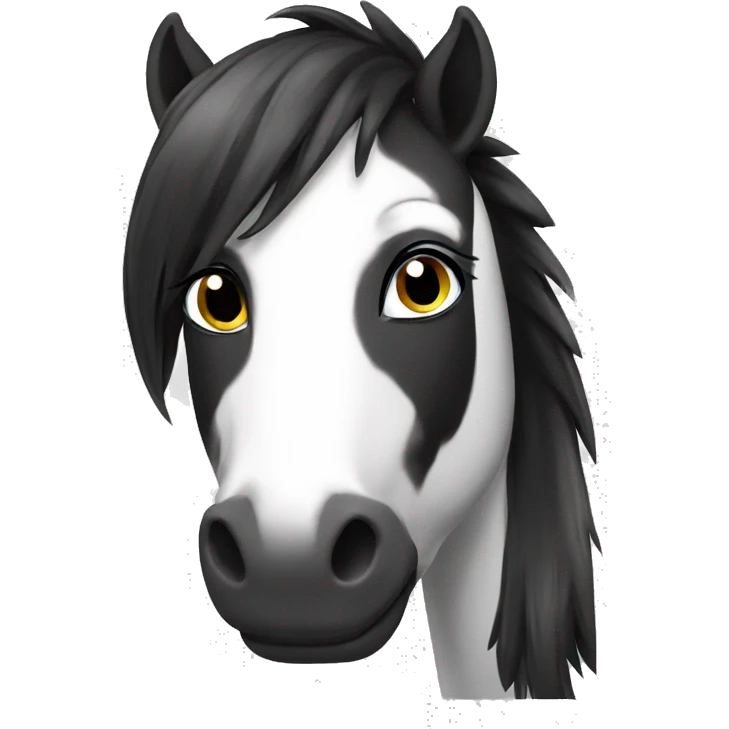 Black and white pony emoji