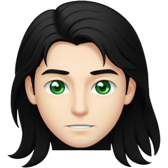 Young man with long flowing hair Dark black in color emoji