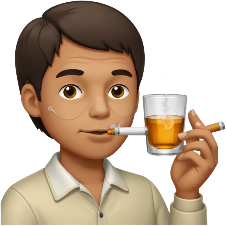 Man smoking from glass pong , the pong in his mouth (like this pong ⚗️) emoji