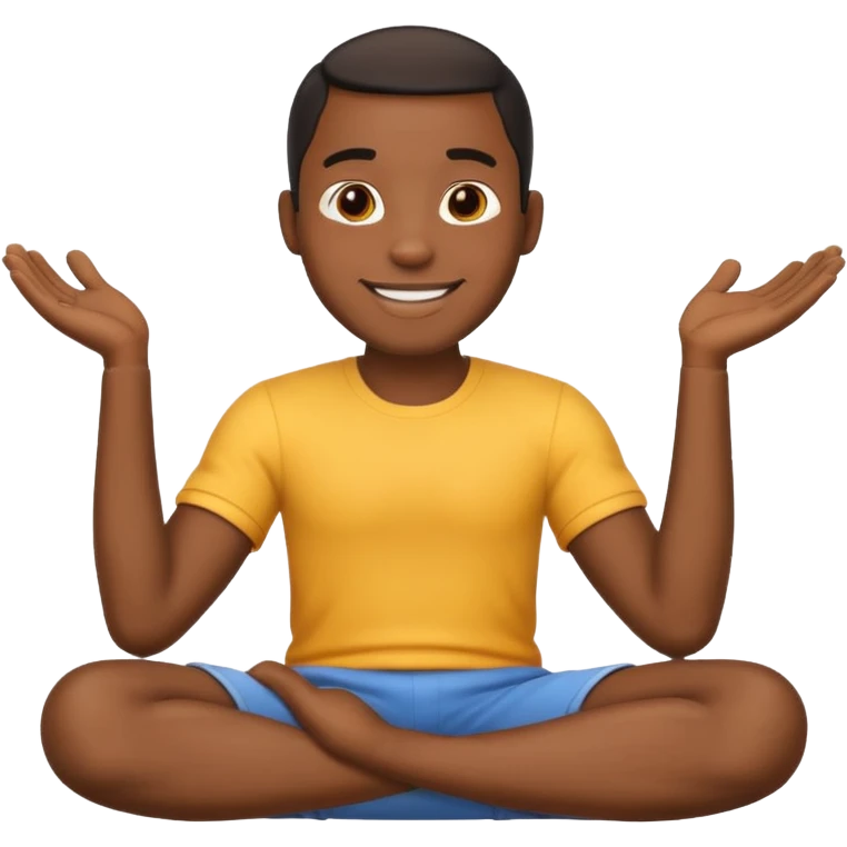 cartoon Black man character, sitting, relaxed, emoji-style emoji