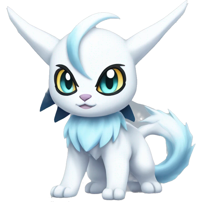 Edgy Cool Kawaii Chibi Baby Absol-Silvally-Vaporeon-Absol-Pokémon Full Body emoji