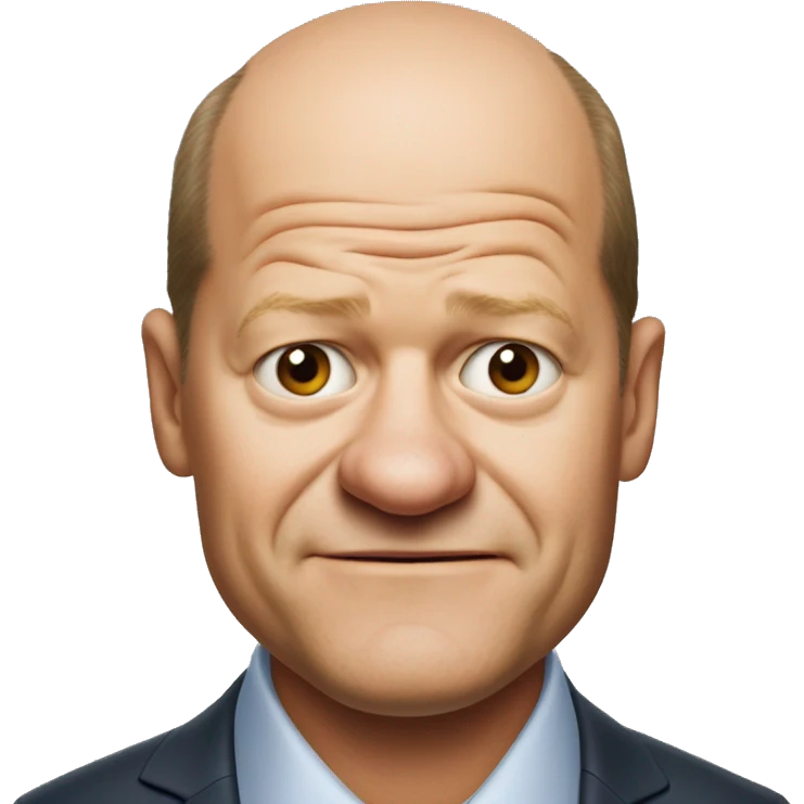 photorealistic Olaf Scholz embarrassed, guiltily shrugs emoji