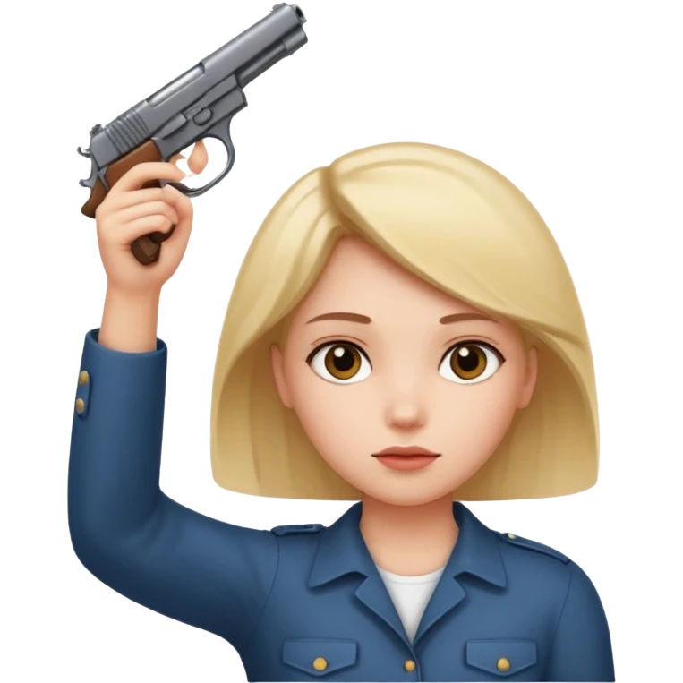 Girl holding hands up to head in shape of a gun emoji