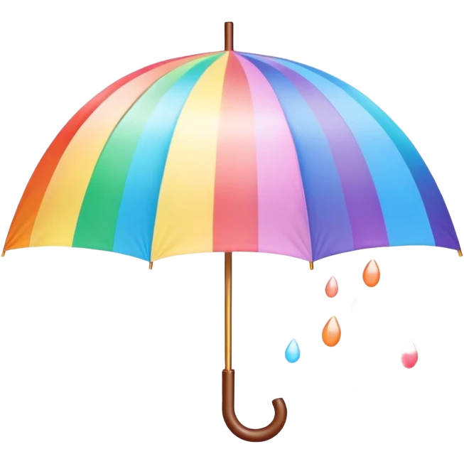 
pastel umbrella and rain in the form of rainbow hearts emoji