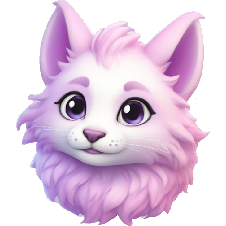 Kawaii colorful bright light pastel lilac-pink-white-gradient fantasy ethereal anthro fursona animal creature emoji