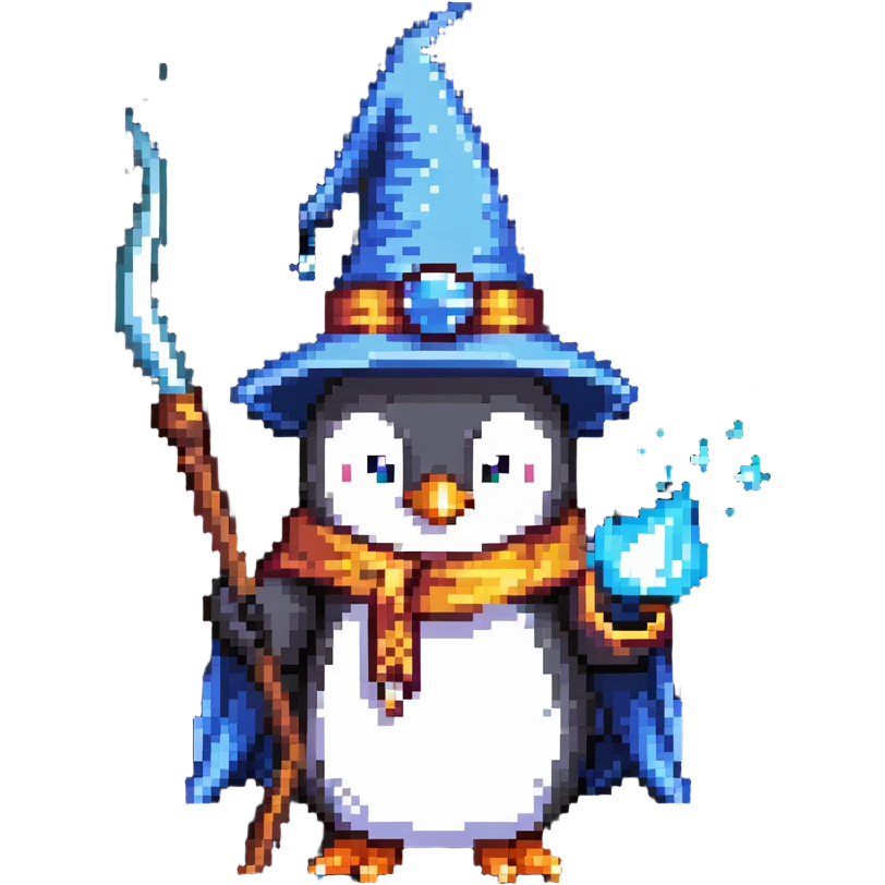 penguin wizard casting a spell emoji