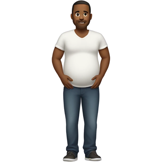 Man with pregnant with large baby bump emoji