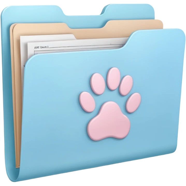 a pastel folder of documents with a pawprint on it emoji
