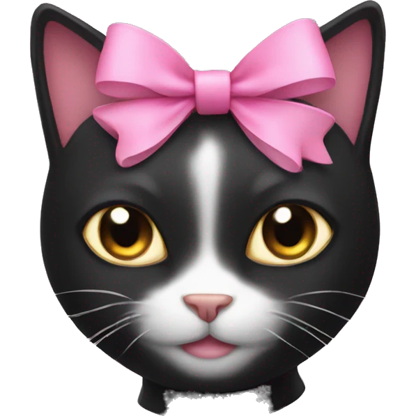 Black cat with pink bow emoji