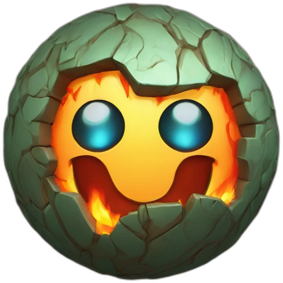 3d sphere with a cartoon nauseated fire Creeper skin texture with beautiful eyes emoji