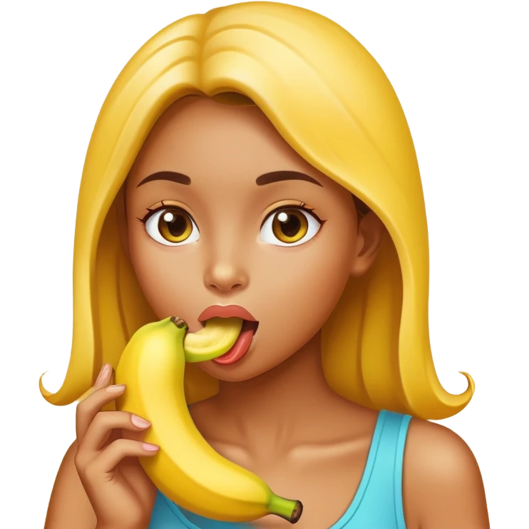 Girl licking a banana emoji