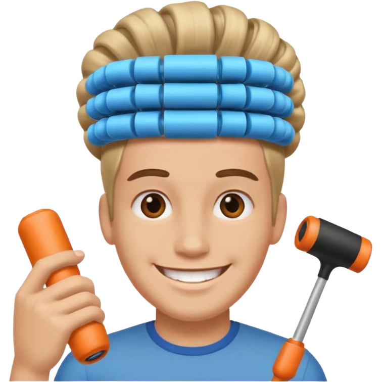 man with hair roller on head emoji