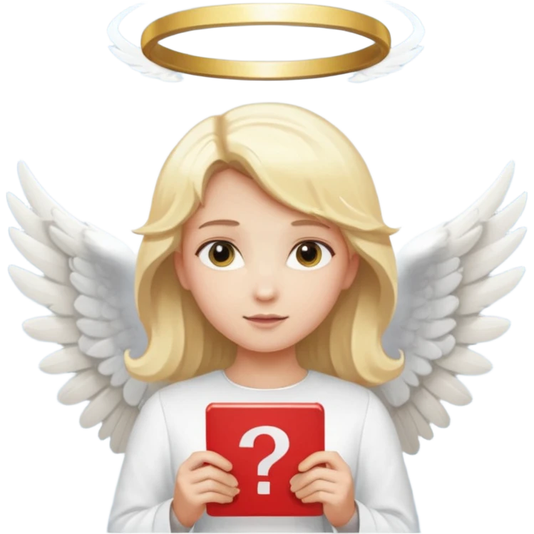 "An angel emoji with blonde hair, a halo, wings, holding a 'COMPARTILHAR' sign in bold letters." emoji