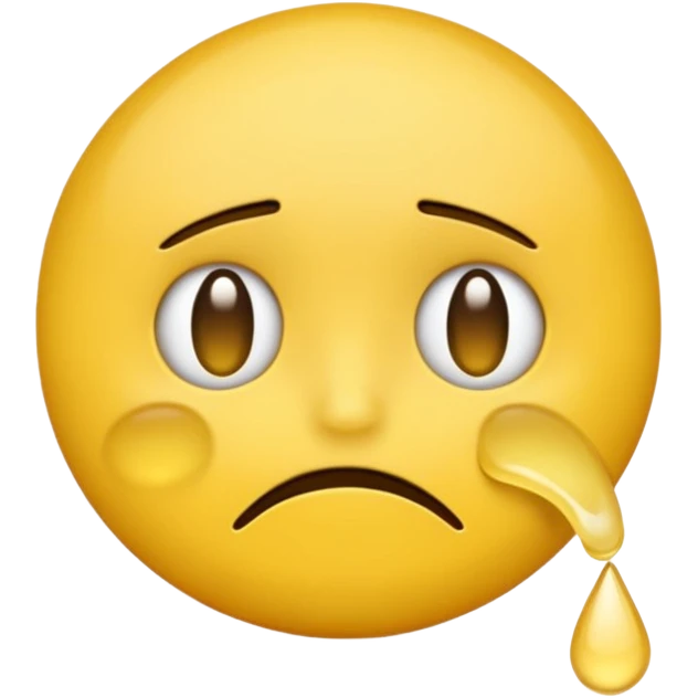 darkened yellow emoji face with tears and a downturned mouth, Android Color Emoji style emoji