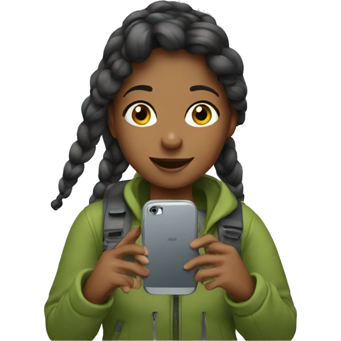 outdoor girl with smartphone emoji