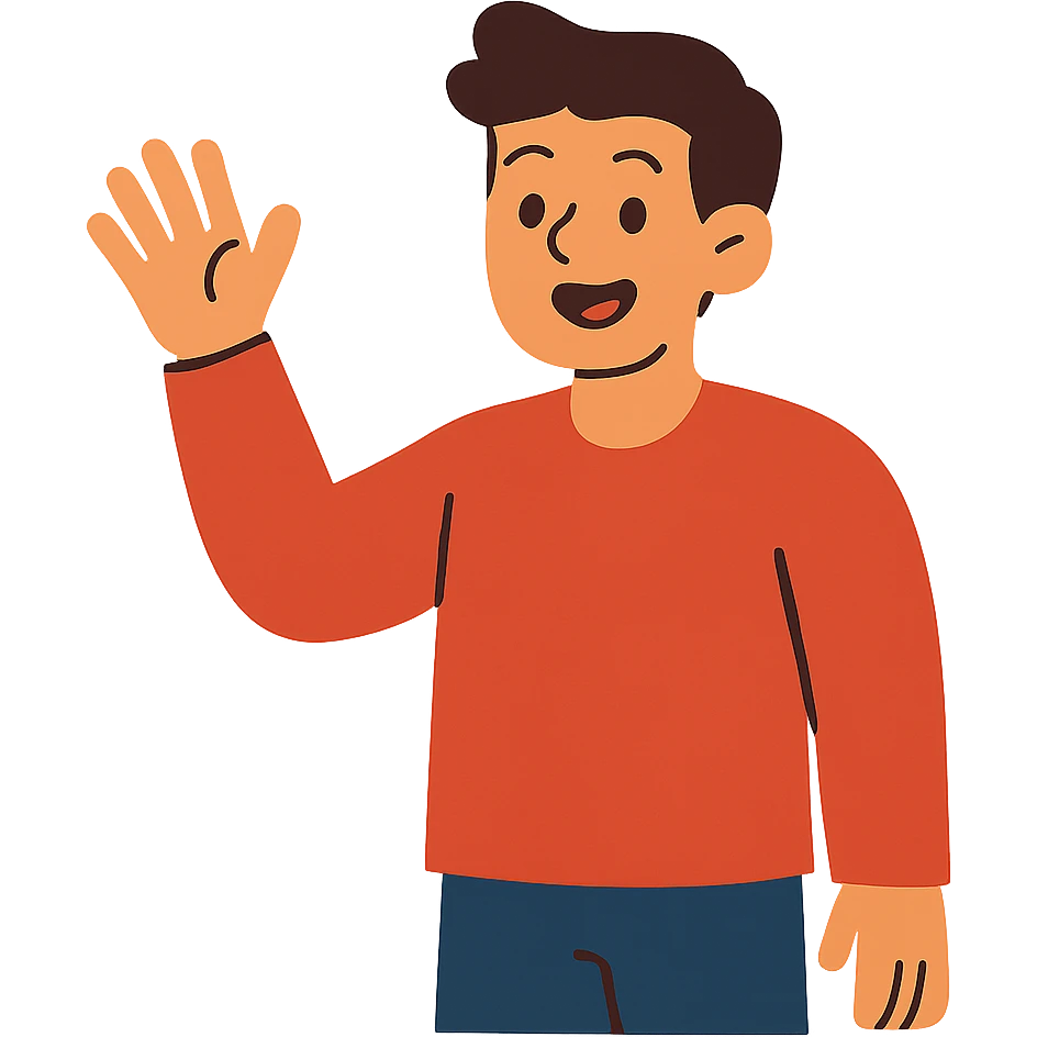 flat toon style friend with welcoming gesture emoji