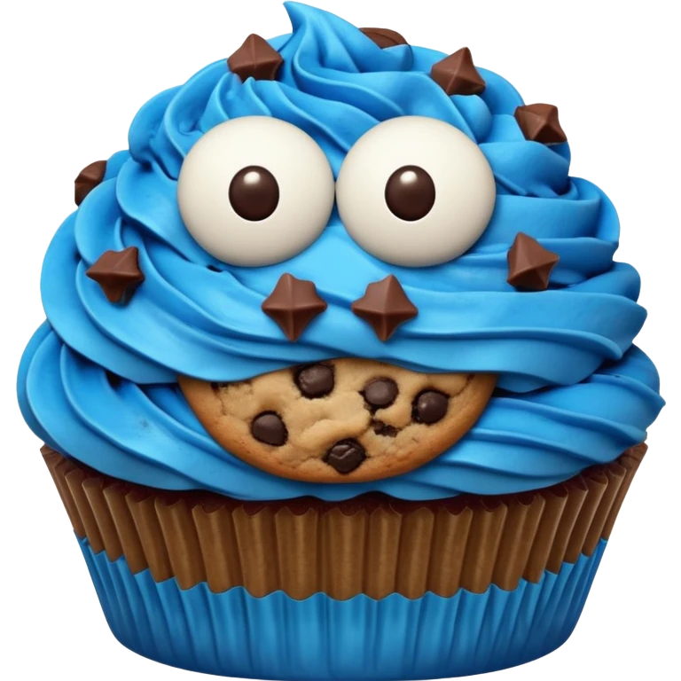 Cookie Monster themed cupcake emoji