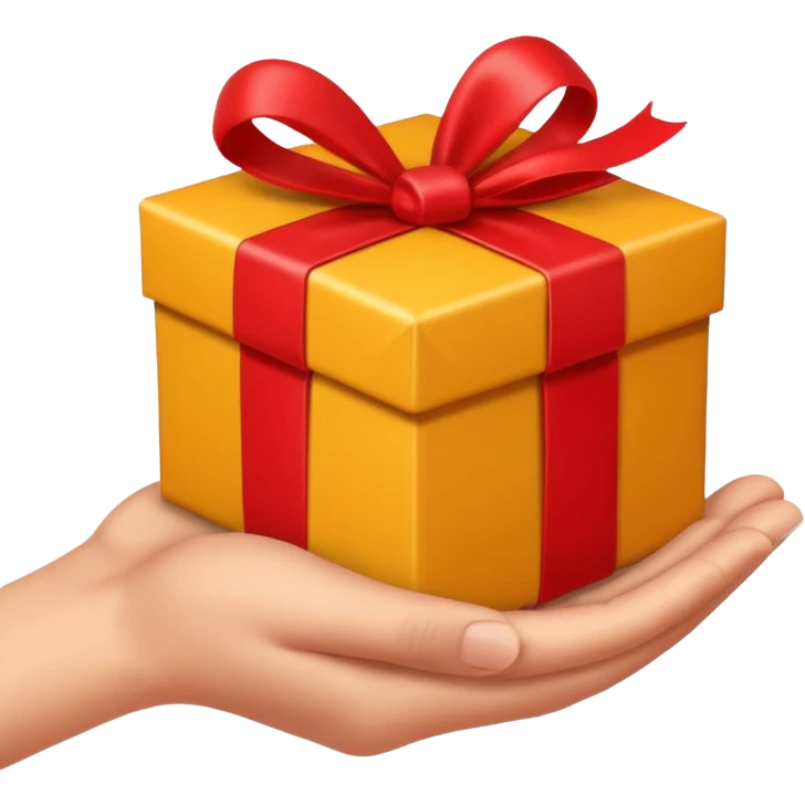 hand giving a gift box, apple emoji style, simple, clear, no text emoji