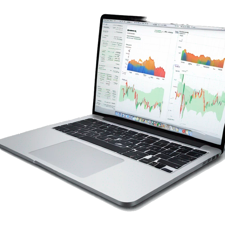 macbook with stock chart on market website emoji