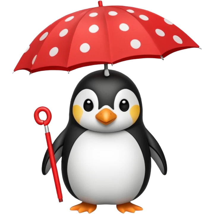 Penguin with red polka-dot umbrella emoji