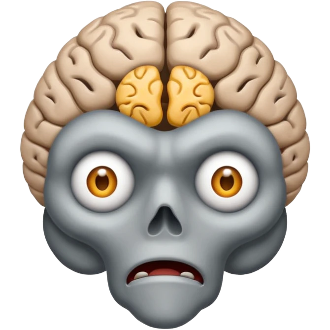 Scared amygdala in brain emoji