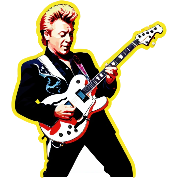 Brian Setzer playing the white Gretch guitar emoji