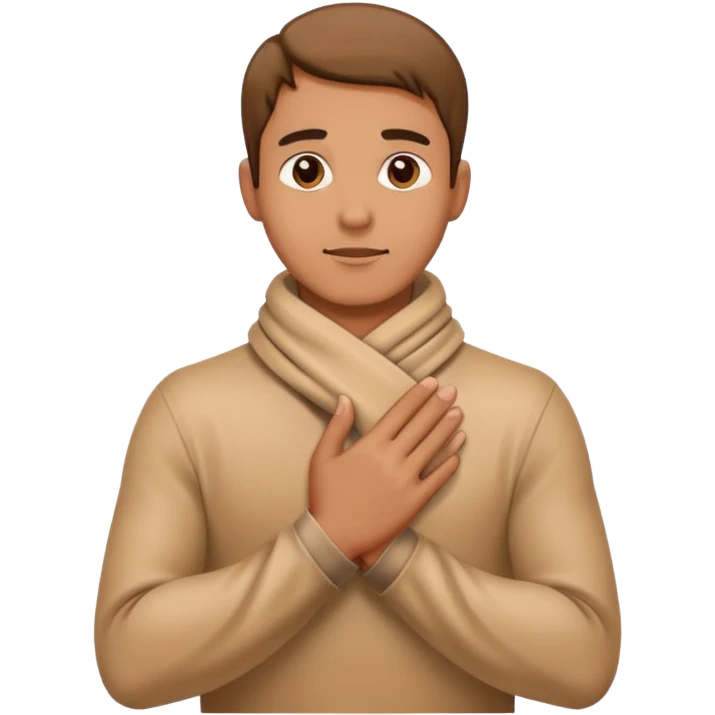 A guy with hands wrapping his neck emoji