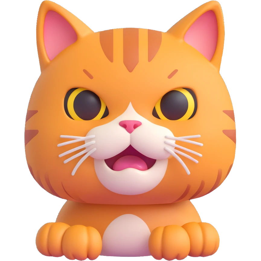 muscle cat, 3D emoji style, exaggerated muscles, cute face emoji