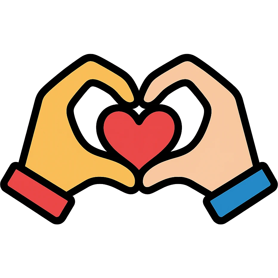 two hands forming a heart shape, representing friendship, color outline icon emoji