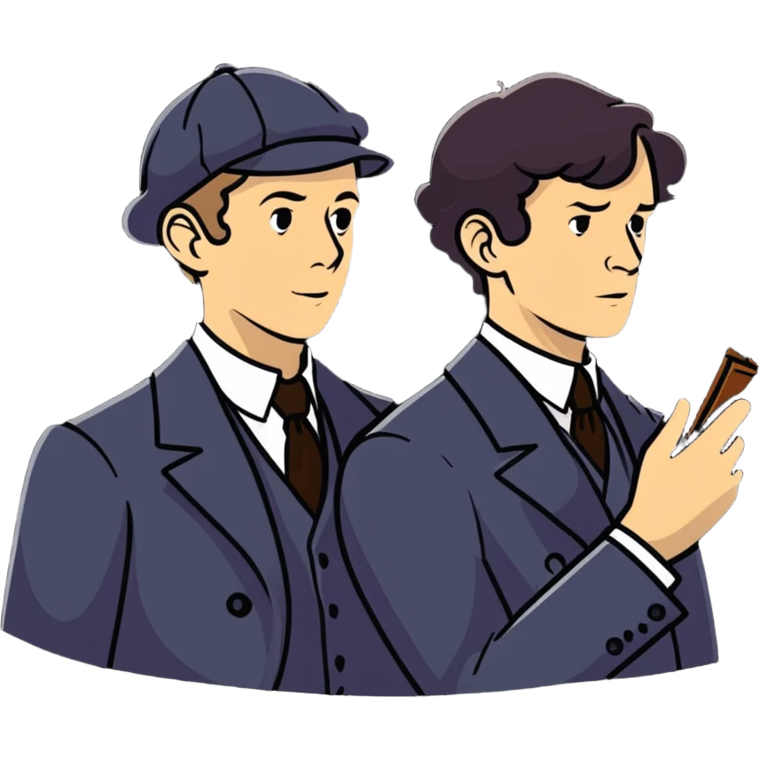 Sherlock and Watson solving a mystery together emoji