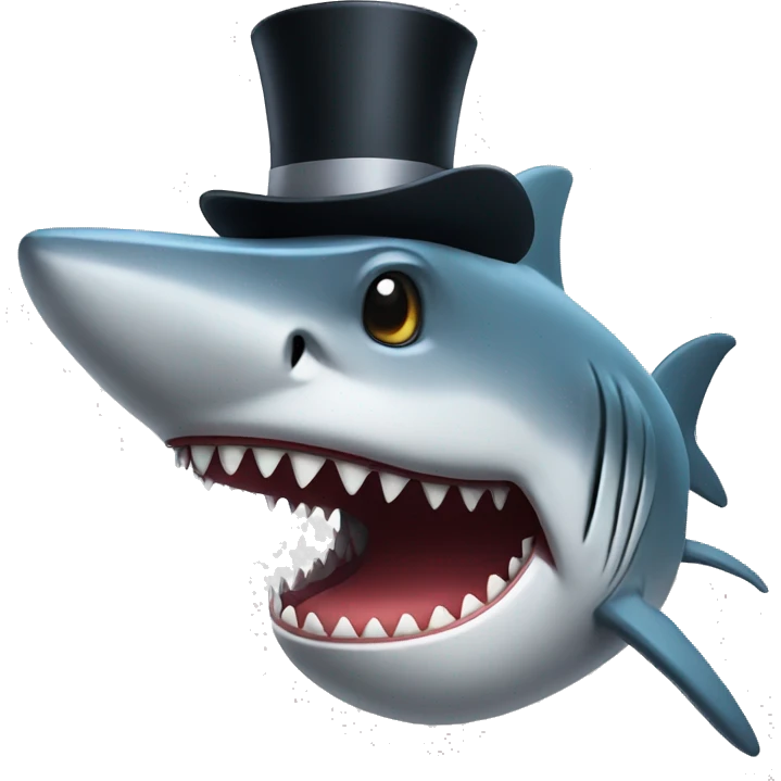 Shark with a top hat emoji