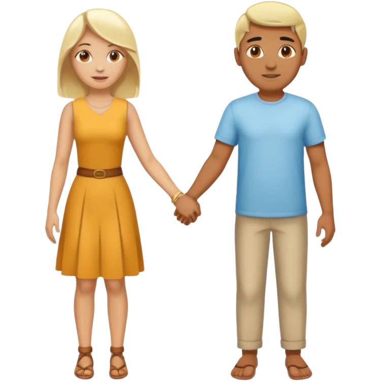 Naked Indian man and naked blonde woman holding hands emoji