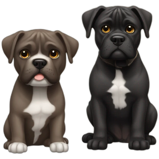 Grogu with 2 Cane corso dos, One Black and other One brown emoji