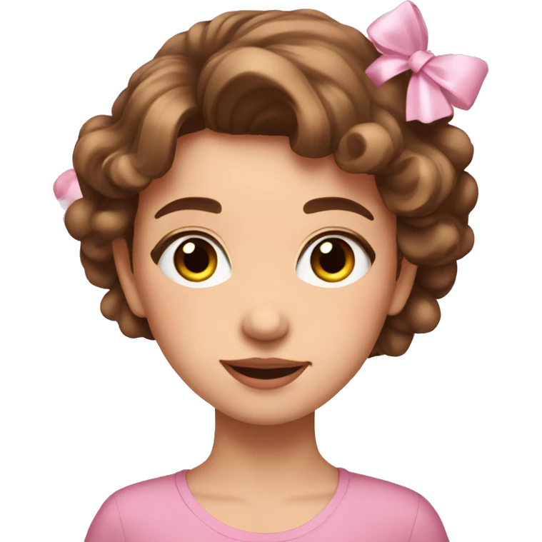 A cute young woman with brown hair and many small pink bows and sparkles around her emoji