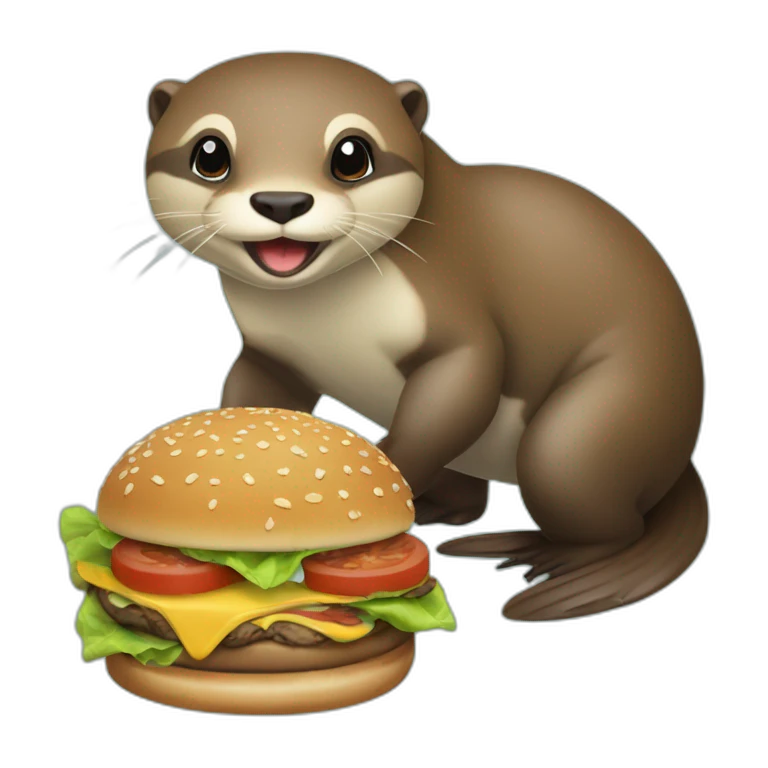 Loutre sur une tortue qui mange un burger emoji