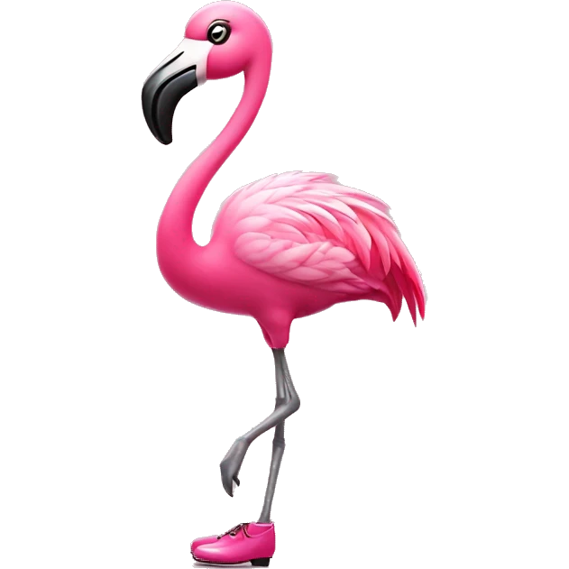 pink flamingo with tap dancing shoes emoji