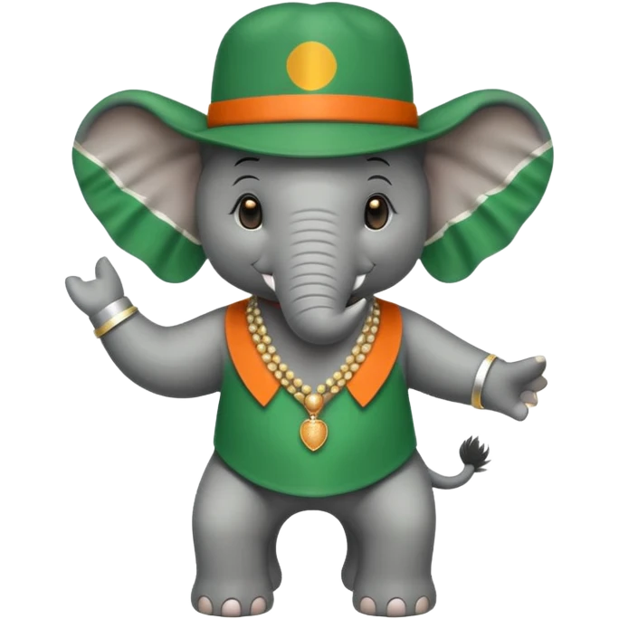 Create an dancing elephant with a white and green Ivory Coast flag . emoji