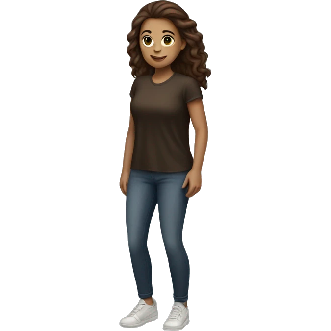 Brown hair woman black full body flying emoji