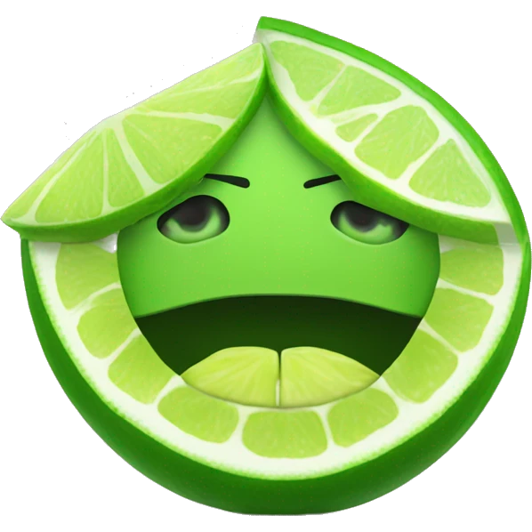 green lips holding a slice of lime in between its teeth emoji