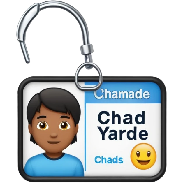 nametag with the words "chad yarde" emoji