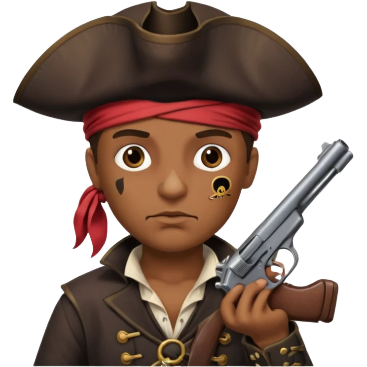Pirates full  patch on left eye hoarding a gun emoji