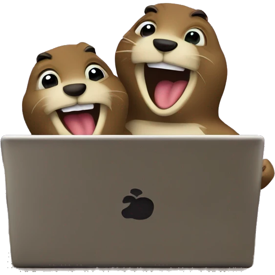 happy Pocket gophers working on laptop emoji