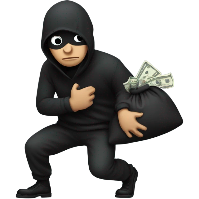 robber sneaking away with a large bag of money emoji