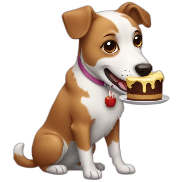 Dog eating cake emoji