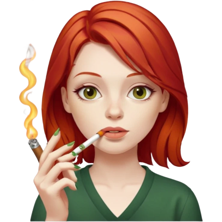 red hair alt girl smoking a joint emoji
