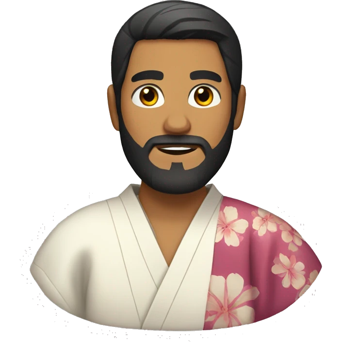 bearded Latino man with dark hair wearing a kimono emoji