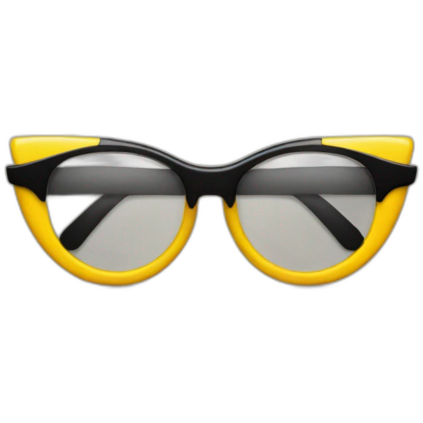 blank circle yellow emoji with black triangle pointy glasses emoji